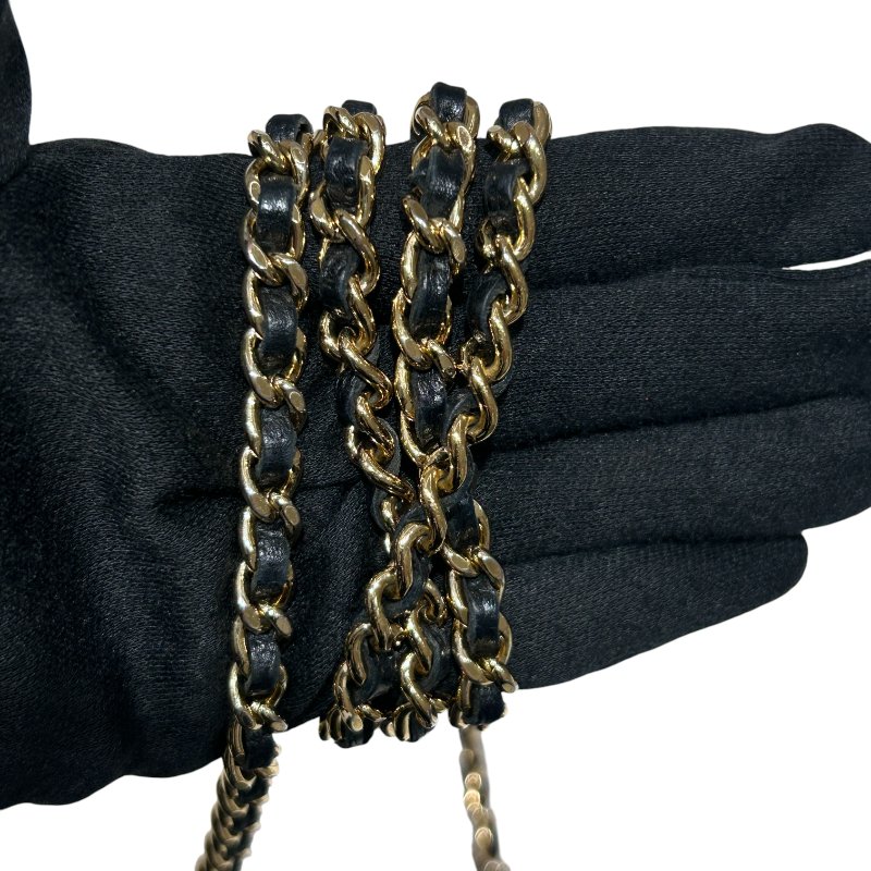 CHANEL 香奈兒 WOC翻蓋包 鍊帶肩背包 小牛皮 黑色 金扣-15