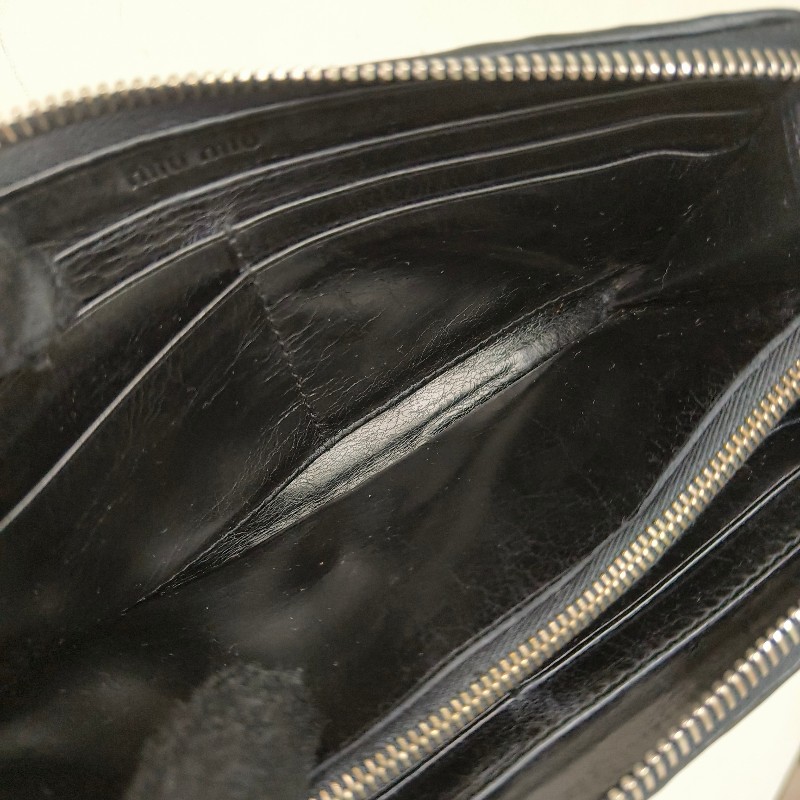 【🐴馬上下單最優惠】🧧限時降價至2/11（原$8800）㊣✨MIU MIU✨繆繆（附盒子）黑色 皺摺 羊皮 經典 L型 拉鍊 長夾 皮夾 錢包/二手皮夾/二手精品/保證正品🌳二手樹屋🌳-30