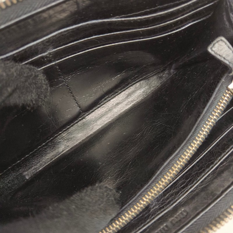 【🐴馬上下單最優惠】🧧限時降價至2/11（原$8800）㊣✨MIU MIU✨繆繆（附盒子）黑色 皺摺 羊皮 經典 L型 拉鍊 長夾 皮夾 錢包/二手皮夾/二手精品/保證正品🌳二手樹屋🌳-35