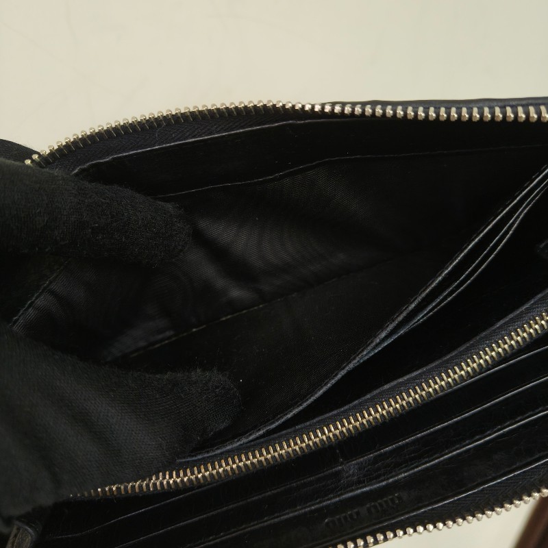 【🐴馬上下單最優惠】🧧限時降價至2/11（原$8800）㊣✨MIU MIU✨繆繆（附盒子）黑色 皺摺 羊皮 經典 L型 拉鍊 長夾 皮夾 錢包/二手皮夾/二手精品/保證正品🌳二手樹屋🌳-36