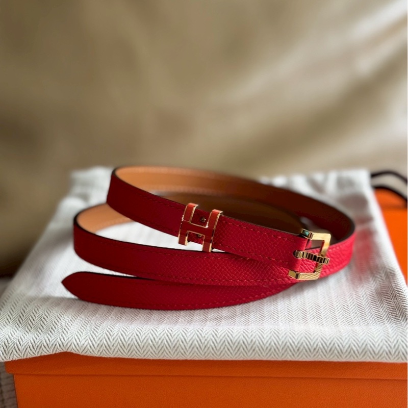 全新愛馬仕Hermes經典POP 立體H Epsom牛皮皮帶/腰帶 (橘H+黃k金邊)-1