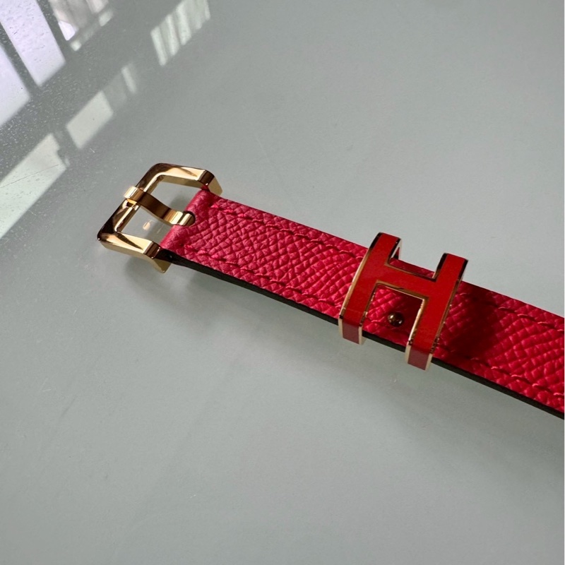 全新愛馬仕Hermes經典POP 立體H Epsom牛皮皮帶/腰帶 (橘H+黃k金邊)-4