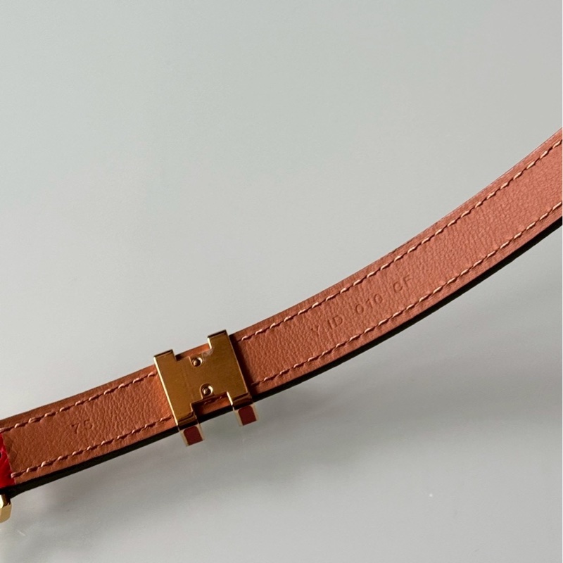 全新愛馬仕Hermes經典POP 立體H Epsom牛皮皮帶/腰帶 (橘H+黃k金邊)-11