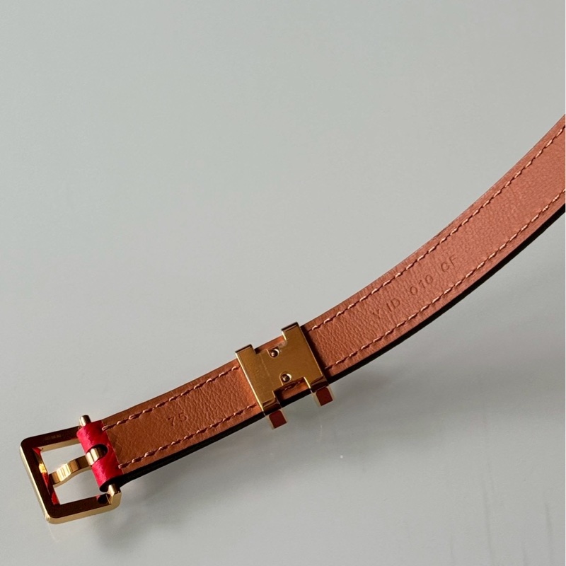 全新愛馬仕Hermes經典POP 立體H Epsom牛皮皮帶/腰帶 (橘H+黃k金邊)-12