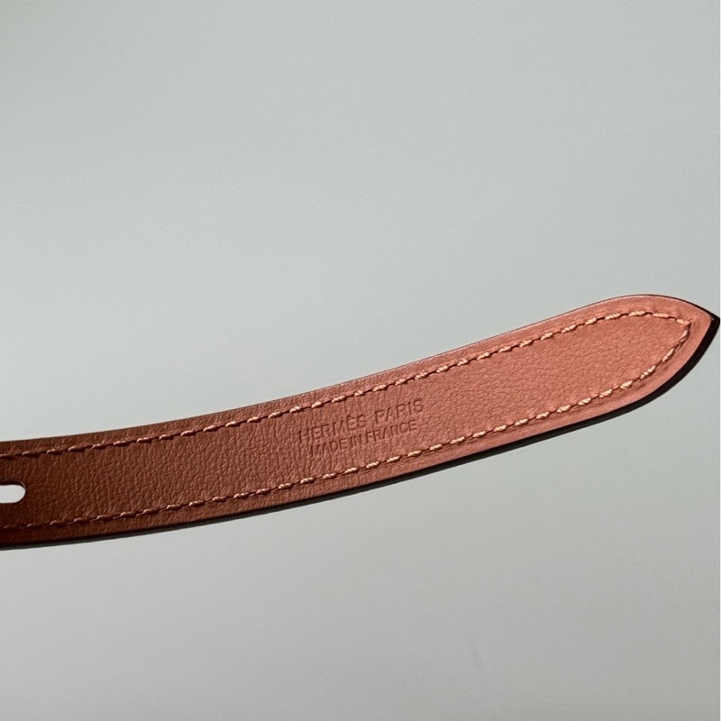 全新愛馬仕Hermes經典POP 立體H Epsom牛皮皮帶/腰帶 (橘H+黃k金邊)-13