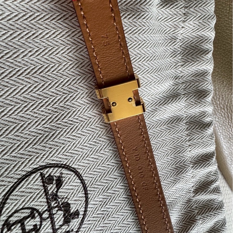 全新愛馬仕Hermes經典POP 立體H Epsom牛皮皮帶/腰帶 (橘H+黃k金邊)-16