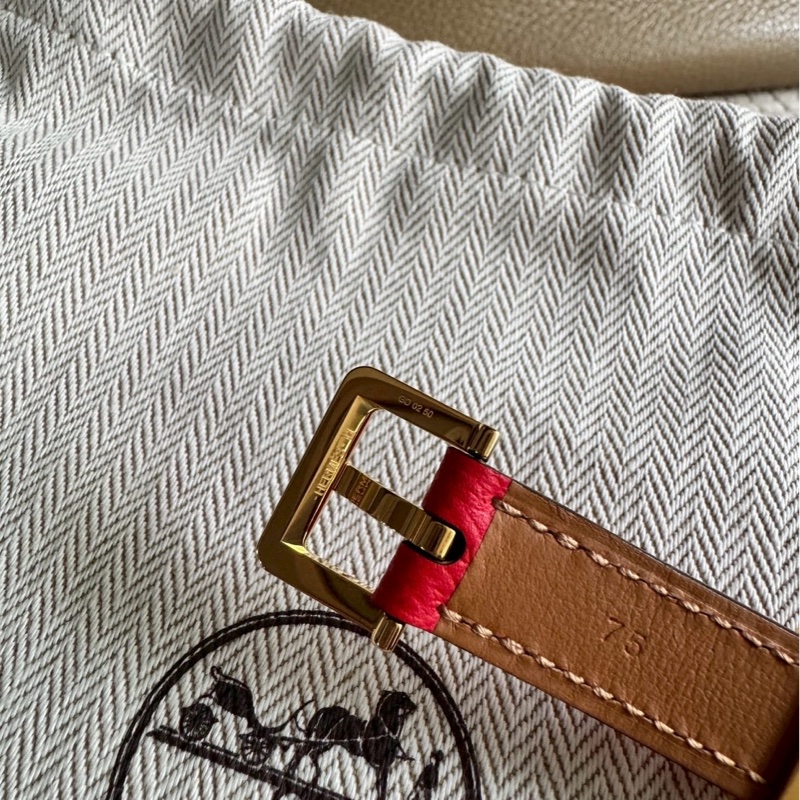 全新愛馬仕Hermes經典POP 立體H Epsom牛皮皮帶/腰帶 (橘H+黃k金邊)-19