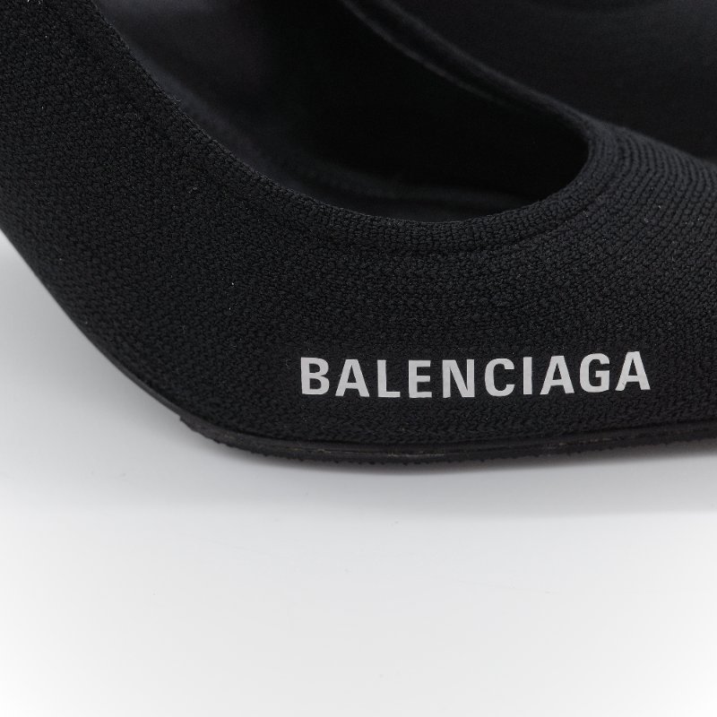 Balenciaga 巴黎世家 Knife 黑色 回收再生針織面料 尖頭細跟高跟鞋 EU38-4