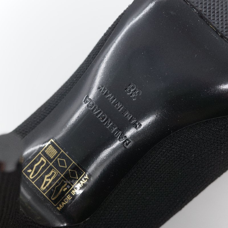 Balenciaga 巴黎世家 Knife 黑色 回收再生針織面料 尖頭細跟高跟鞋 EU38-6