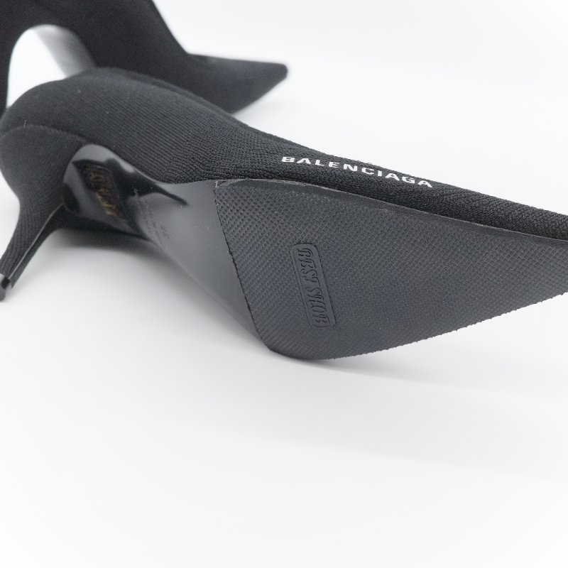 Balenciaga 巴黎世家 Knife 黑色 回收再生針織面料 尖頭細跟高跟鞋 EU38-8