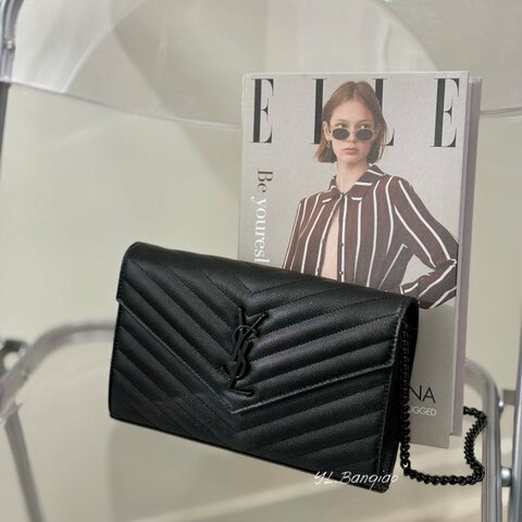 S5276-YSL CASSANDRE黑魚子醬牛皮黑扣信封WOC