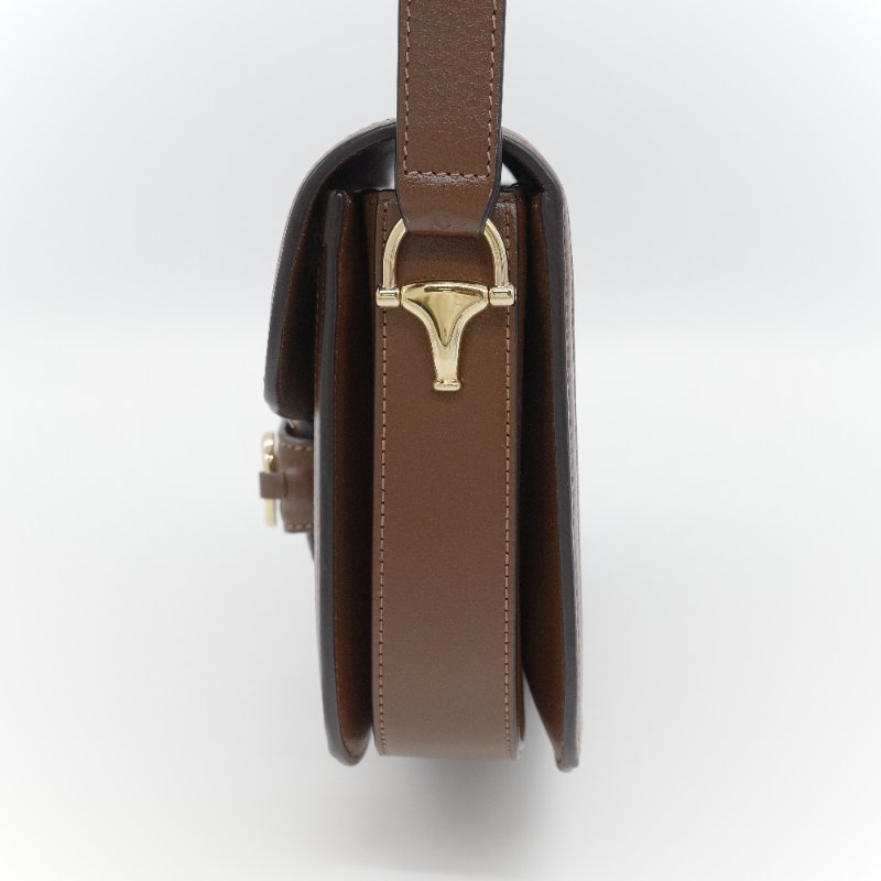 Gucci古馳 Horsebit 1955 GG Supreme 米色 烏木色 帆布 肩背包-9