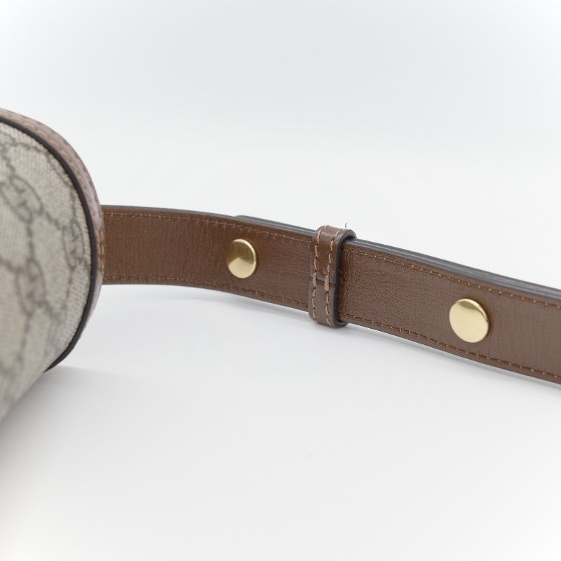 Gucci古馳 Horsebit 1955 GG Supreme 米色 烏木色 帆布 肩背包-12
