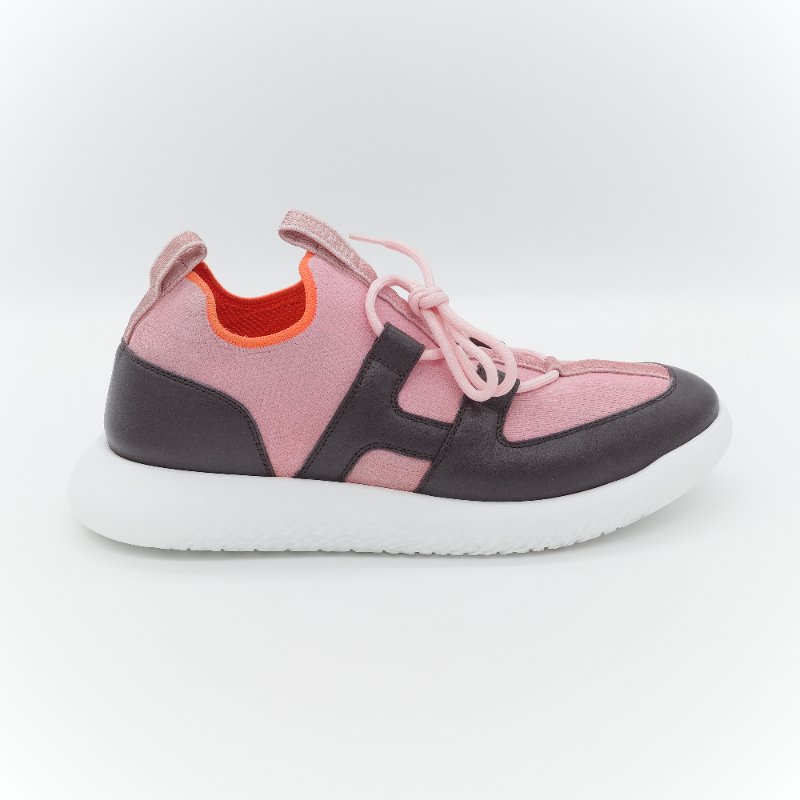 Hermès 愛馬仕 Duel 粉色針織 黑色小牛皮 休閒鞋-2