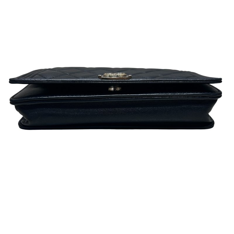 CHANEL 香奈兒 BOY 翻蓋包 鍊帶肩背包 羊皮 黑色 金扣-4