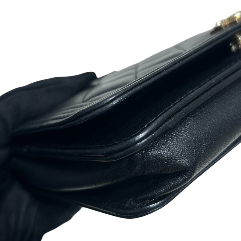 CHANEL 香奈兒 BOY 翻蓋包 鍊帶肩背包 羊皮 黑色 金扣-8