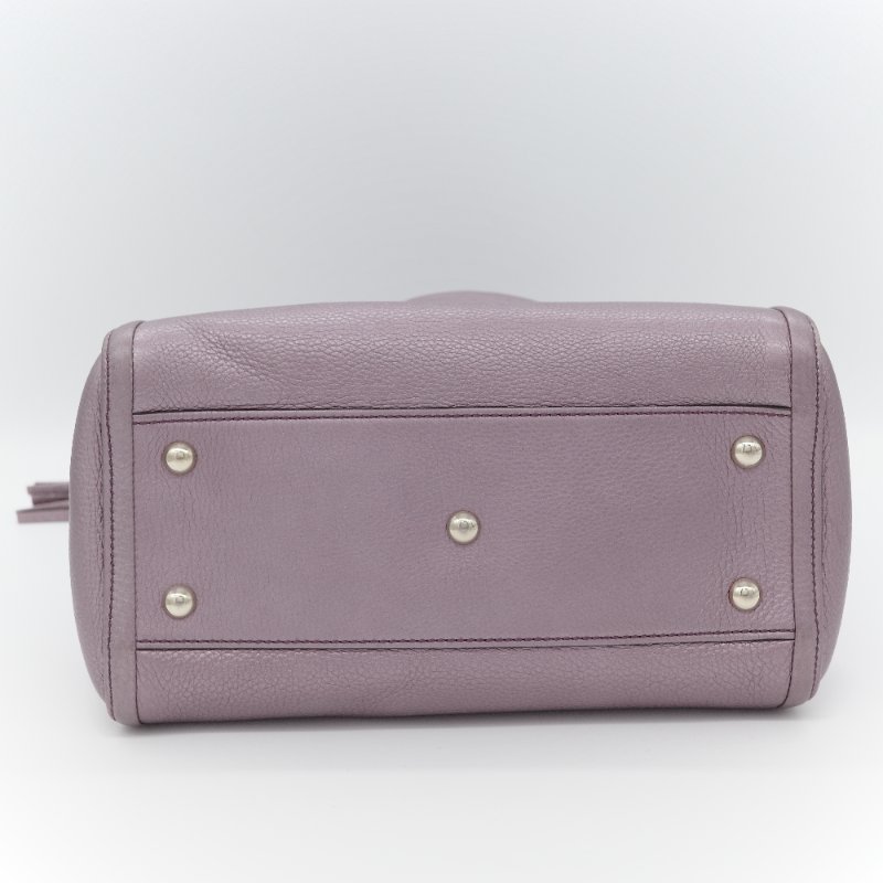 Gucci 古馳 Soho GG 金屬紫 牛皮 小號 手提包 托特包-5