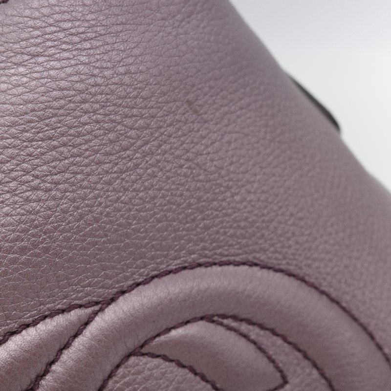 Gucci 古馳 Soho GG 金屬紫 牛皮 小號 手提包 托特包-9