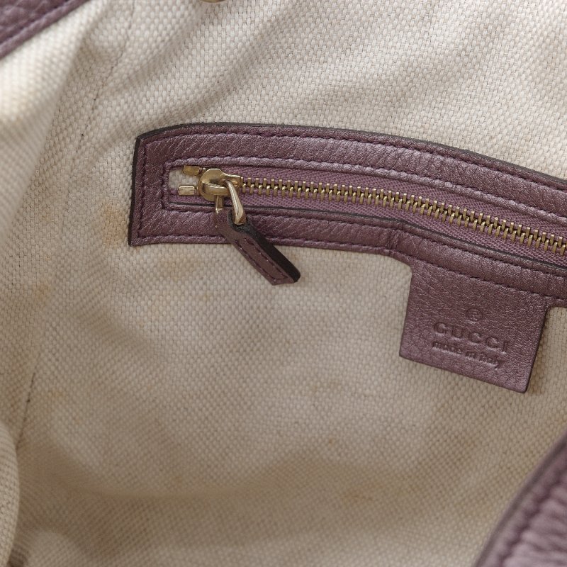 Gucci 古馳 Soho GG 金屬紫 牛皮 小號 手提包 托特包-11