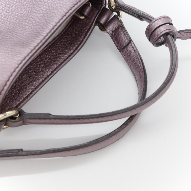 Gucci 古馳 Soho GG 金屬紫 牛皮 小號 手提包 托特包-13