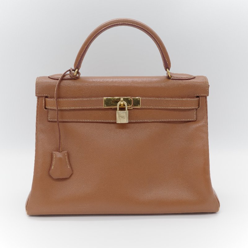 Hermès 愛馬仕 Kelly 32 焦糖棕色 牛皮 內縫 肩背包 手提包-1