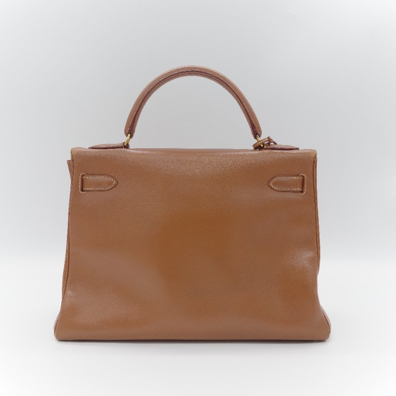 Hermès 愛馬仕 Kelly 32 焦糖棕色 牛皮 內縫 肩背包 手提包-4