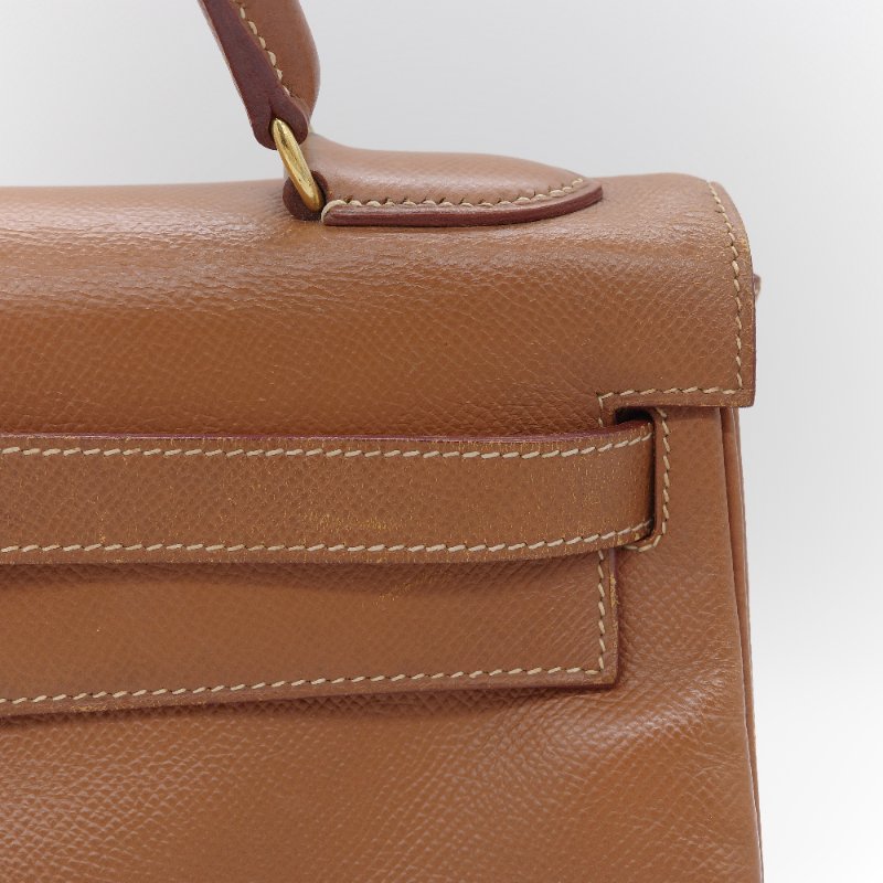 Hermès 愛馬仕 Kelly 32 焦糖棕色 牛皮 內縫 肩背包 手提包-6