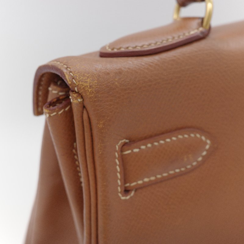 Hermès 愛馬仕 Kelly 32 焦糖棕色 牛皮 內縫 肩背包 手提包-9