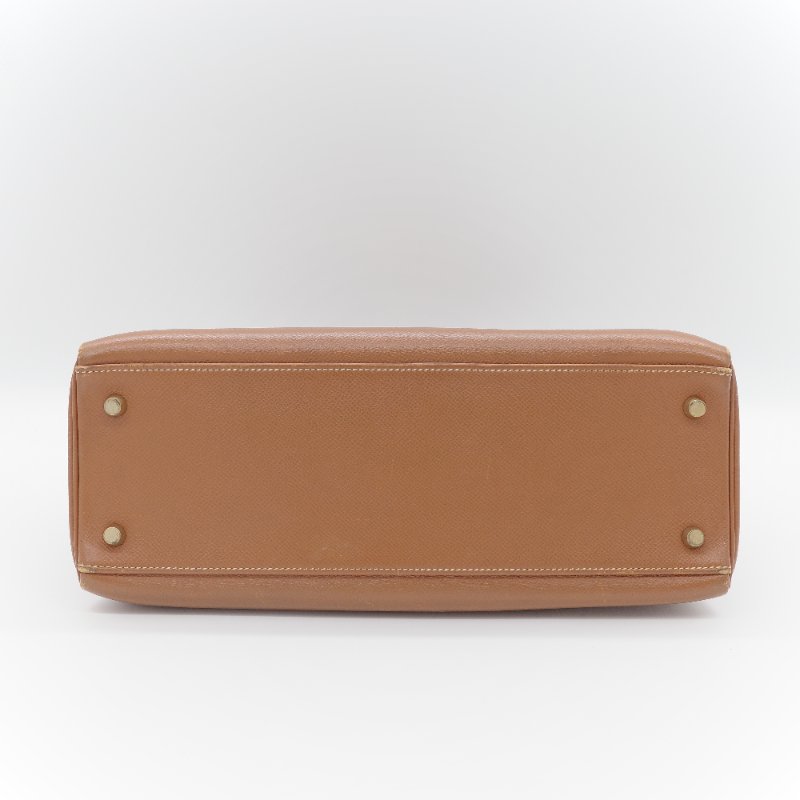 Hermès 愛馬仕 Kelly 32 焦糖棕色 牛皮 內縫 肩背包 手提包-10