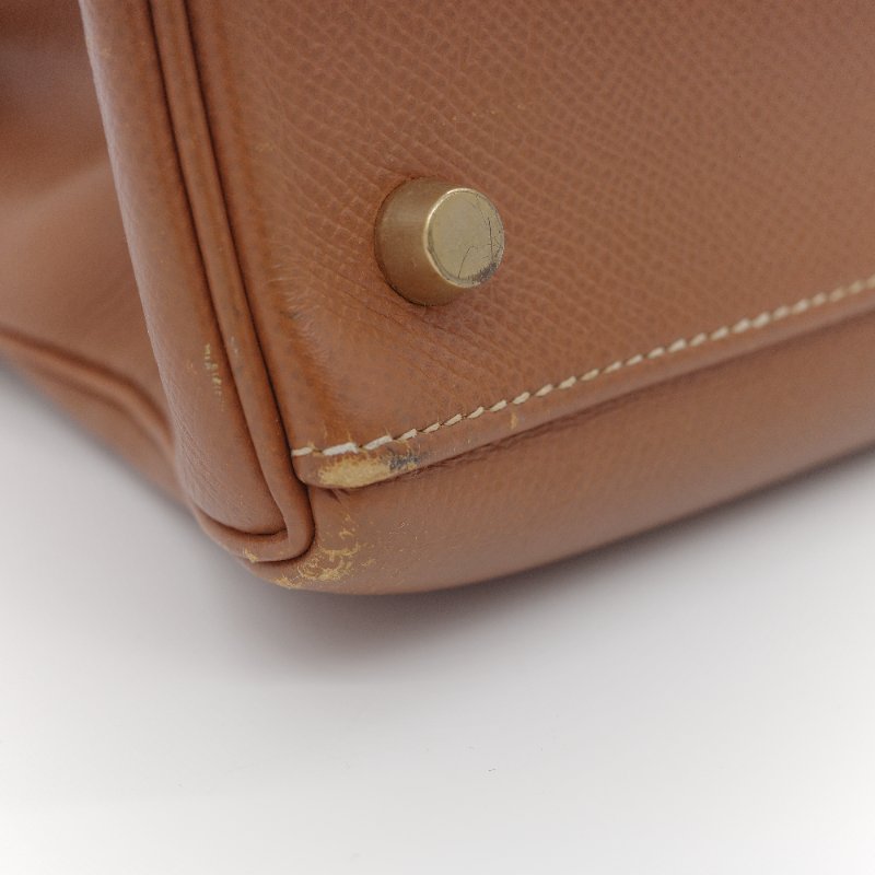 Hermès 愛馬仕 Kelly 32 焦糖棕色 牛皮 內縫 肩背包 手提包-12