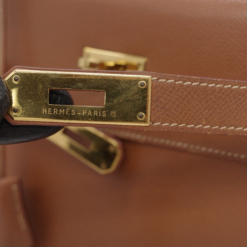 Hermès 愛馬仕 Kelly 32 焦糖棕色 牛皮 內縫 肩背包 手提包-16