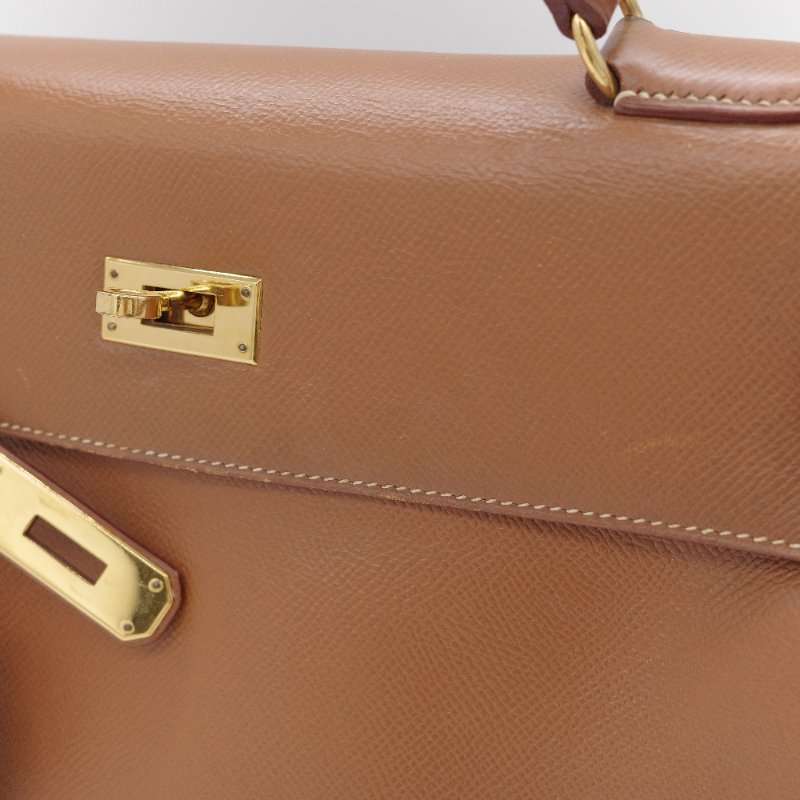 Hermès 愛馬仕 Kelly 32 焦糖棕色 牛皮 內縫 肩背包 手提包-17