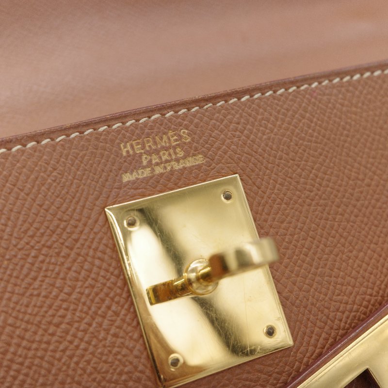 Hermès 愛馬仕 Kelly 32 焦糖棕色 牛皮 內縫 肩背包 手提包-18