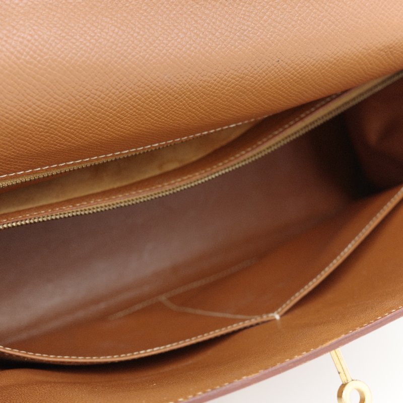 Hermès 愛馬仕 Kelly 32 焦糖棕色 牛皮 內縫 肩背包 手提包-19