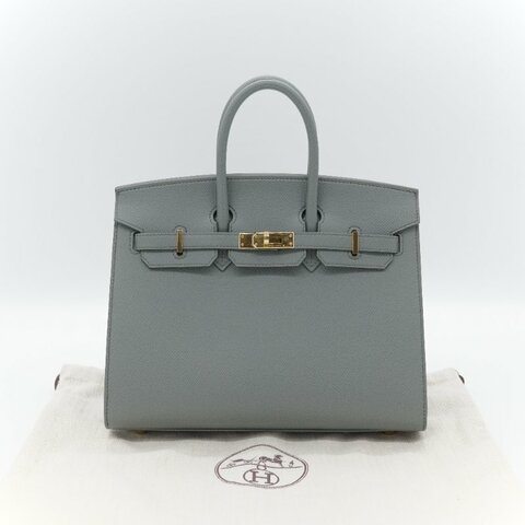Hermès愛馬仕 Birkin 25 BK25 杏仁綠  Epsom 牛皮 金扣 柏金包 Z 刻