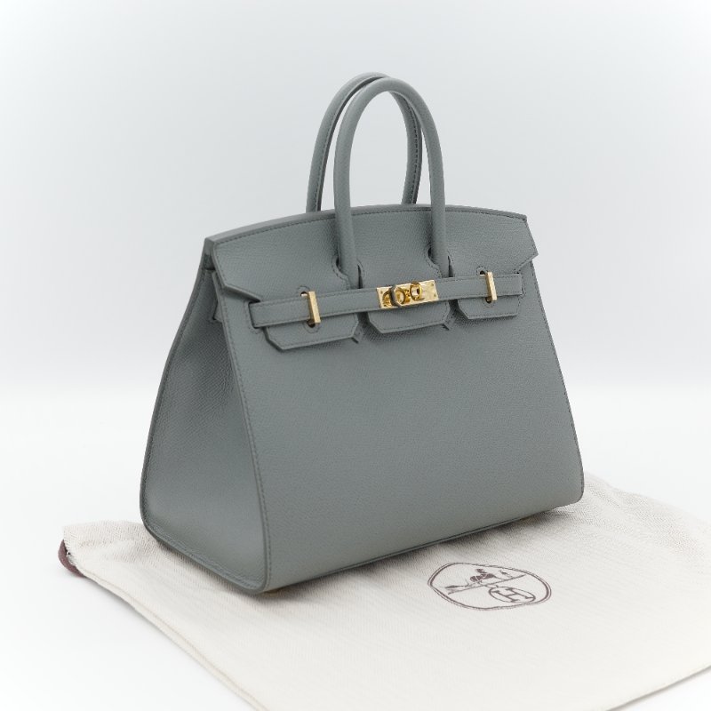 Hermès愛馬仕 Birkin 25 BK25 杏仁綠  Epsom 牛皮 金扣 柏金包 Z 刻-1