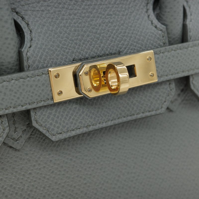 Hermès愛馬仕 Birkin 25 BK25 杏仁綠  Epsom 牛皮 金扣 柏金包 Z 刻-6