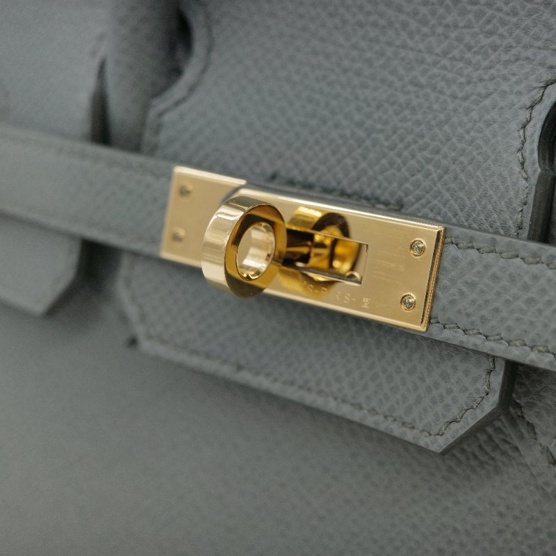 Hermès愛馬仕 Birkin 25 BK25 杏仁綠  Epsom 牛皮 金扣 柏金包 Z 刻-7