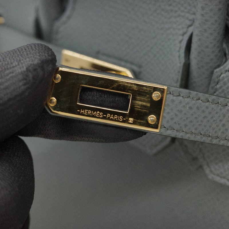 Hermès愛馬仕 Birkin 25 BK25 杏仁綠  Epsom 牛皮 金扣 柏金包 Z 刻-9