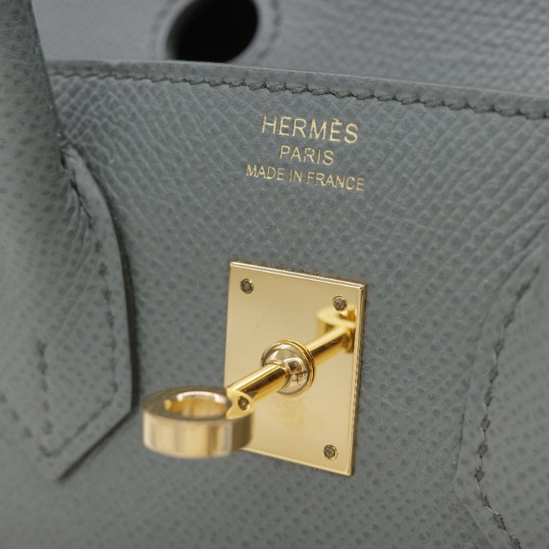 Hermès愛馬仕 Birkin 25 BK25 杏仁綠  Epsom 牛皮 金扣 柏金包 Z 刻-10