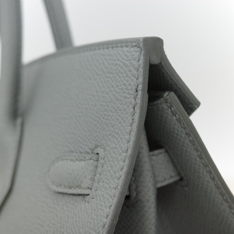 Hermès愛馬仕 Birkin 25 BK25 杏仁綠  Epsom 牛皮 金扣 柏金包 Z 刻-14