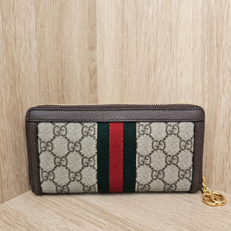 [ 品況新經典款過新年特價🧧] Gucci 老花金釦綠紅綠拉鏈長夾-3