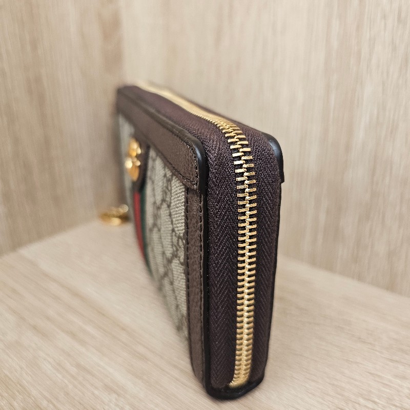 [ 品況新經典款過新年特價🧧] Gucci 老花金釦綠紅綠拉鏈長夾-4