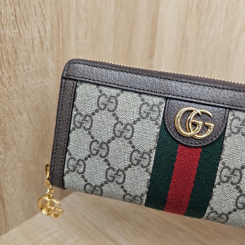 [ 品況新經典款過新年特價🧧] Gucci 老花金釦綠紅綠拉鏈長夾-5