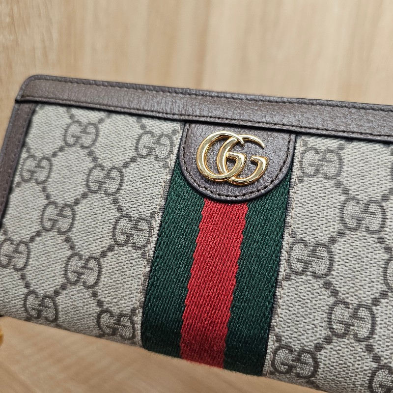 [ 品況新經典款過新年特價🧧] Gucci 老花金釦綠紅綠拉鏈長夾-7