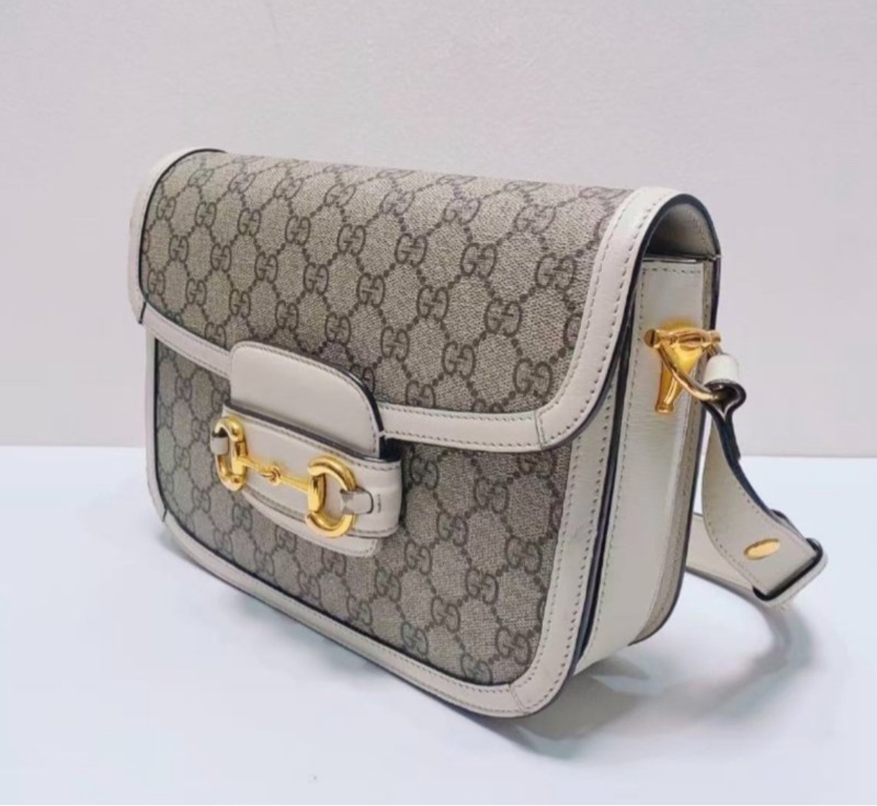 Gucci 1955白色老花肩背斜背包25*16*7cm 98新配件塵袋-3