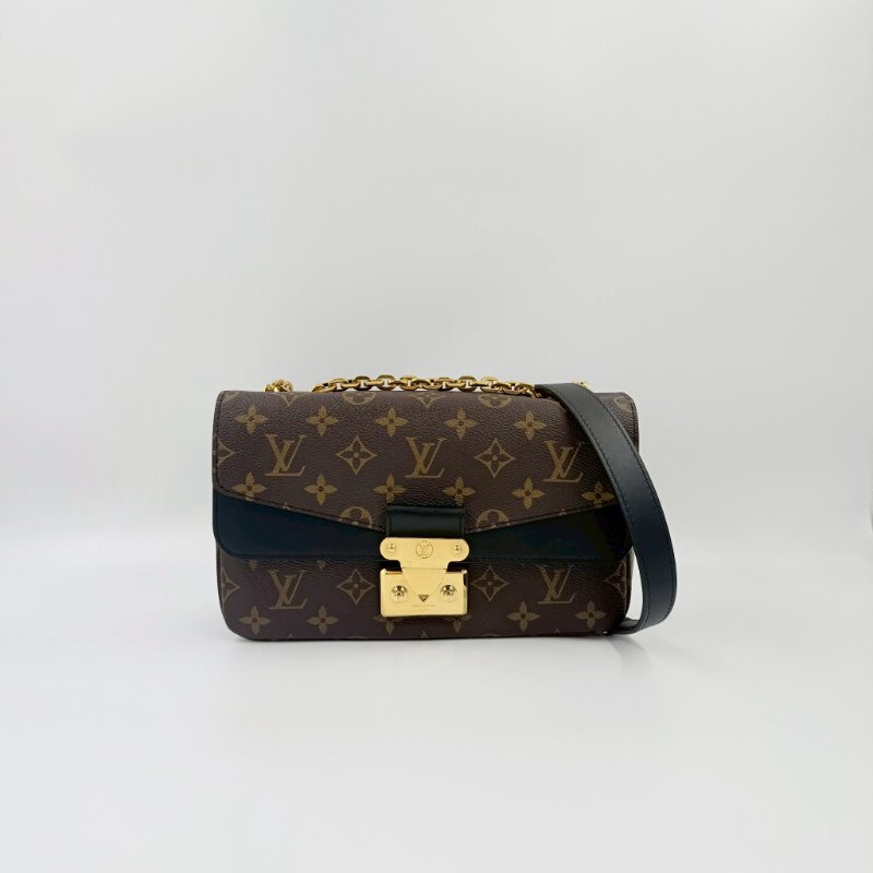 LV原花拼黑色牛皮Marceau下蓋肩側背包M46126-3