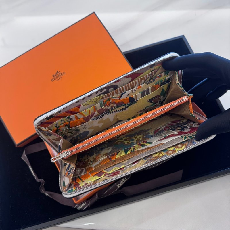 *SHIHNA名牌精品* HERMÈS Silk'In Classique 絲巾拉鍊長夾-4