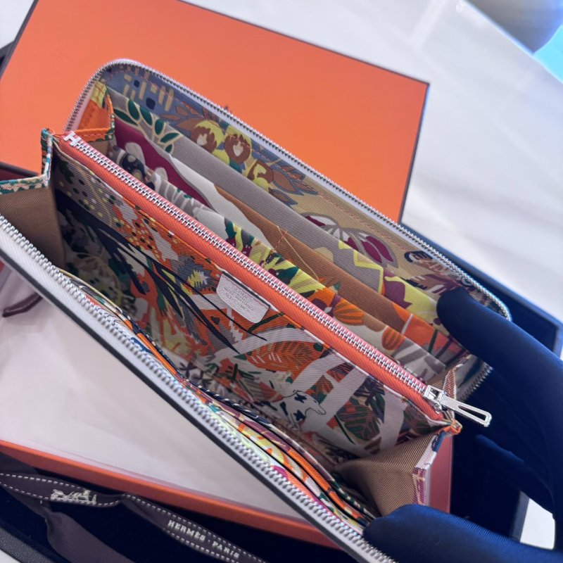 *SHIHNA名牌精品* HERMÈS Silk'In Classique 絲巾拉鍊長夾-5