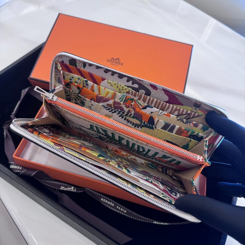 *SHIHNA名牌精品* HERMÈS Silk'In Classique 絲巾拉鍊長夾-0